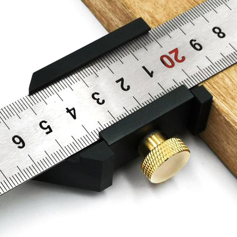 ya 14 Portable Steel Ruler Positioning Block Stop Block Scriber Ruler for Woodworking