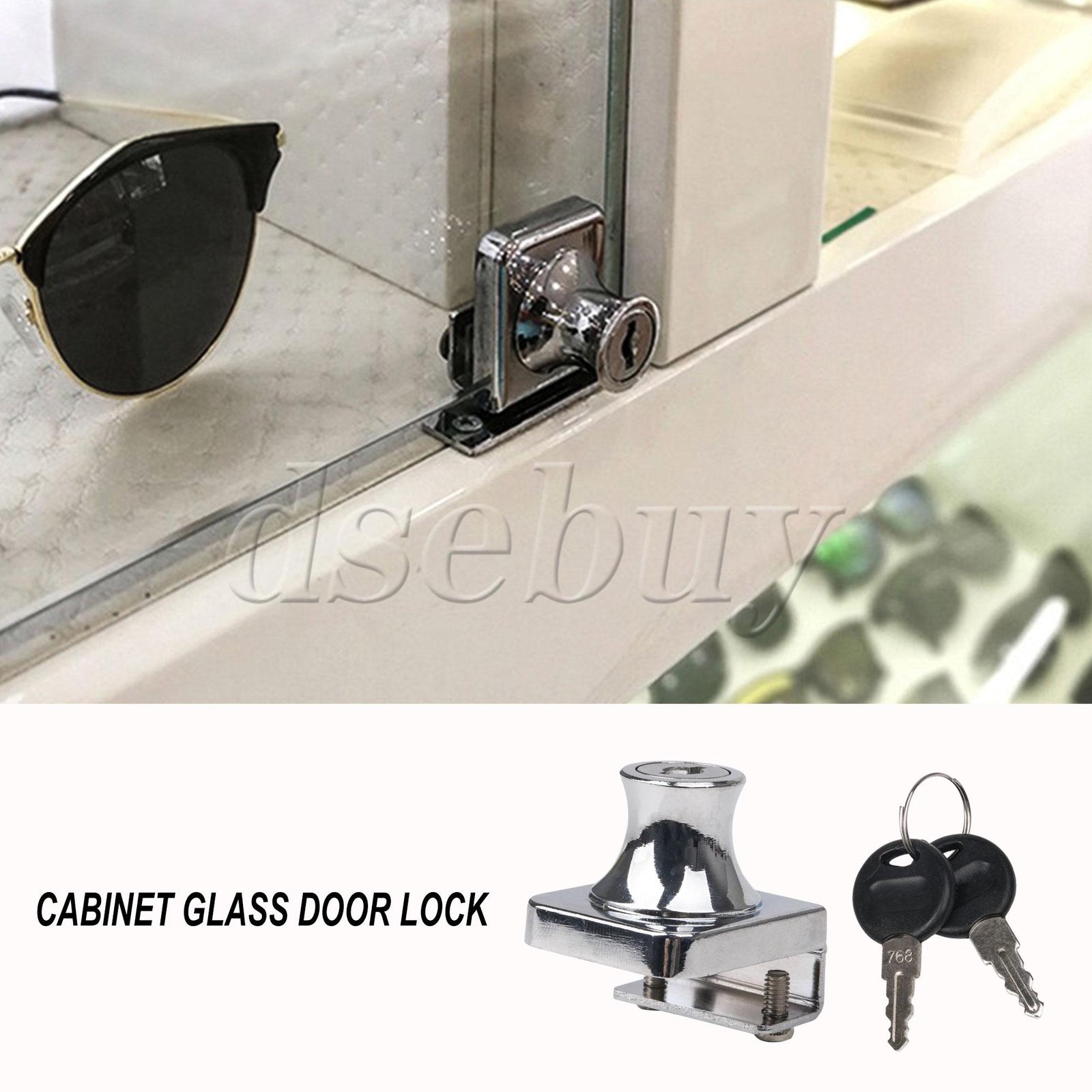 ya 14 Glass Cabinet Lock Single Side Stainless Steel 35x30mm for Display Table Door