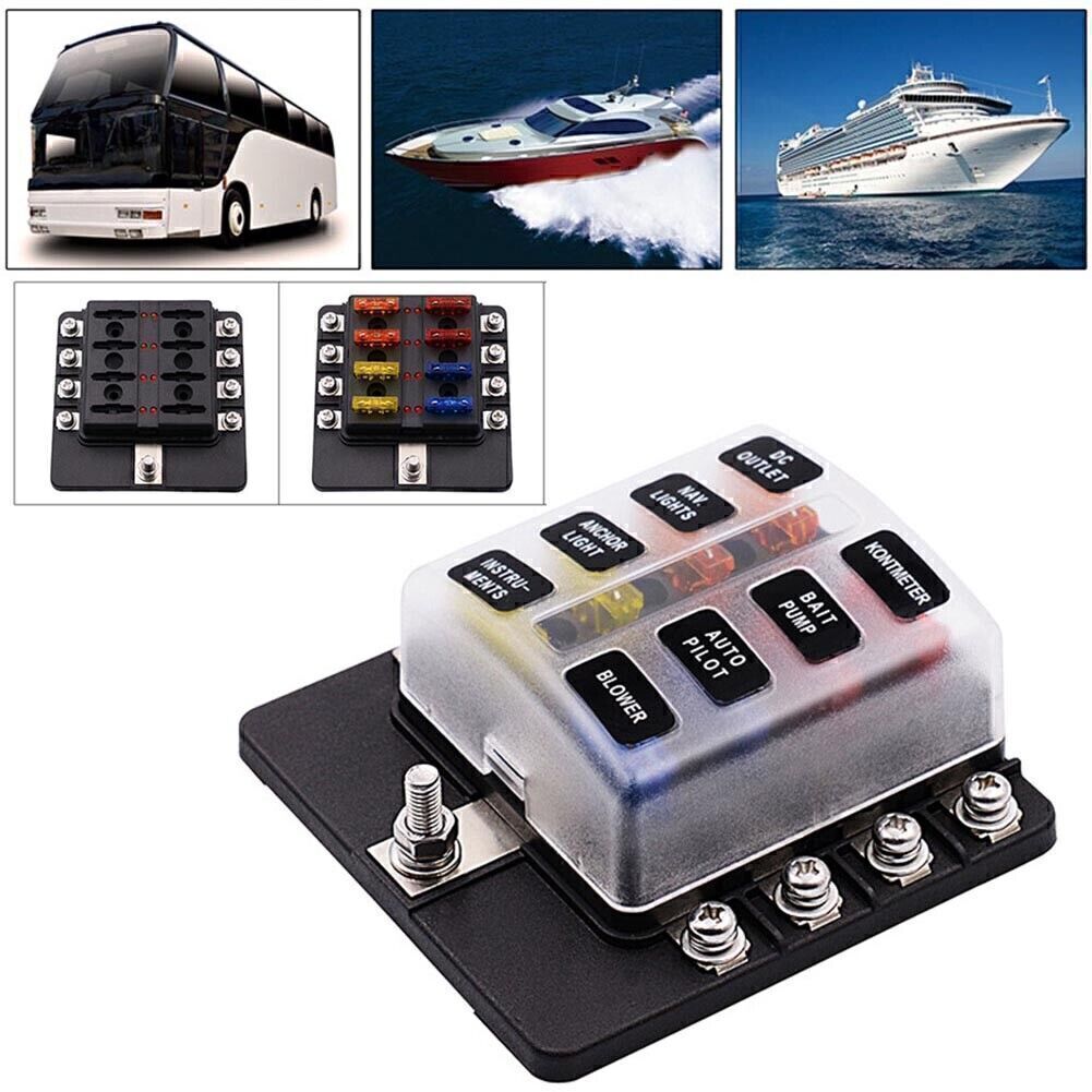 ya 10 5.28.2 8 Way Blade Fuse Box Block Holder Terminal Circuit Fit Car Boat 32V Waterproof