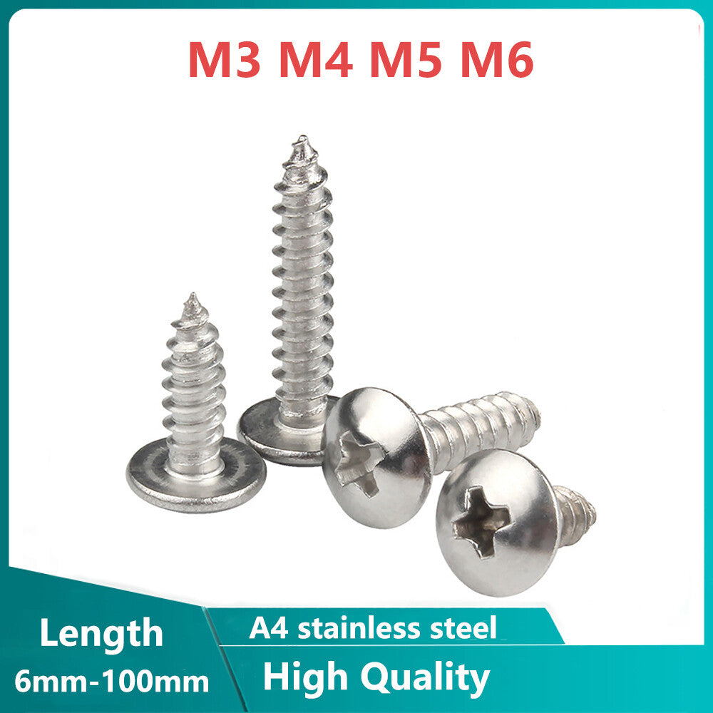 M3 M4 M5 M6 Pozi Pan Head Self Tapping Screws A4 Stainless Truss Wood Screw