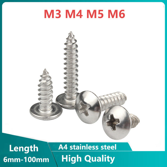 M3 M4 M5 M6 Pozi Pan Head Self Tapping Screws A4 Stainless Truss Wood Screw