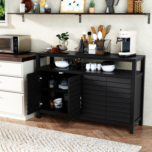 ya 28 Black Accent Cabinet w/Decorative Louvered Doors & 4 Shelves