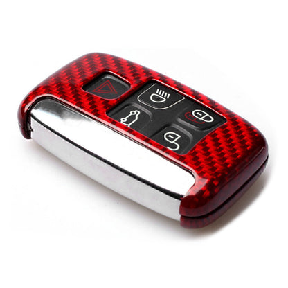 ya 5 8.7 Car Remote Key Fob Cover Case Fit for Land Rover for Jaguar Carbon Fiber Red po