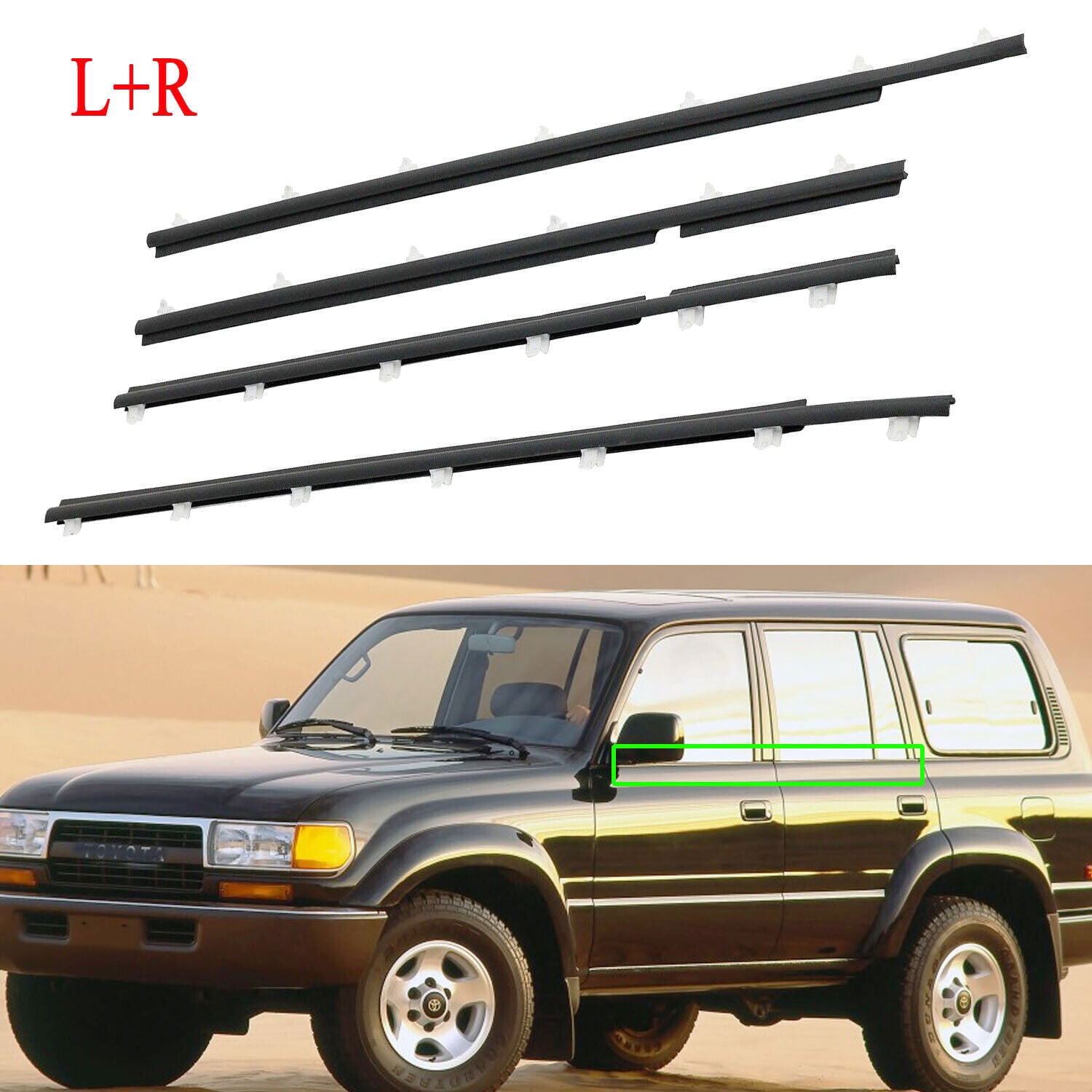 ya 5 8.7 4P Window Glass Sealing Door Belt Strip for Toyota for Land Cruiser FZJ80 FJ80 1990-97
