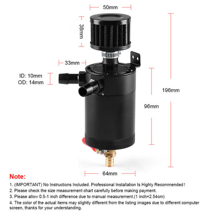 ya 1 8.12 baidi Universal 2 Port Oil Tank Storage Tank Breathing Filter with Drain Valve 