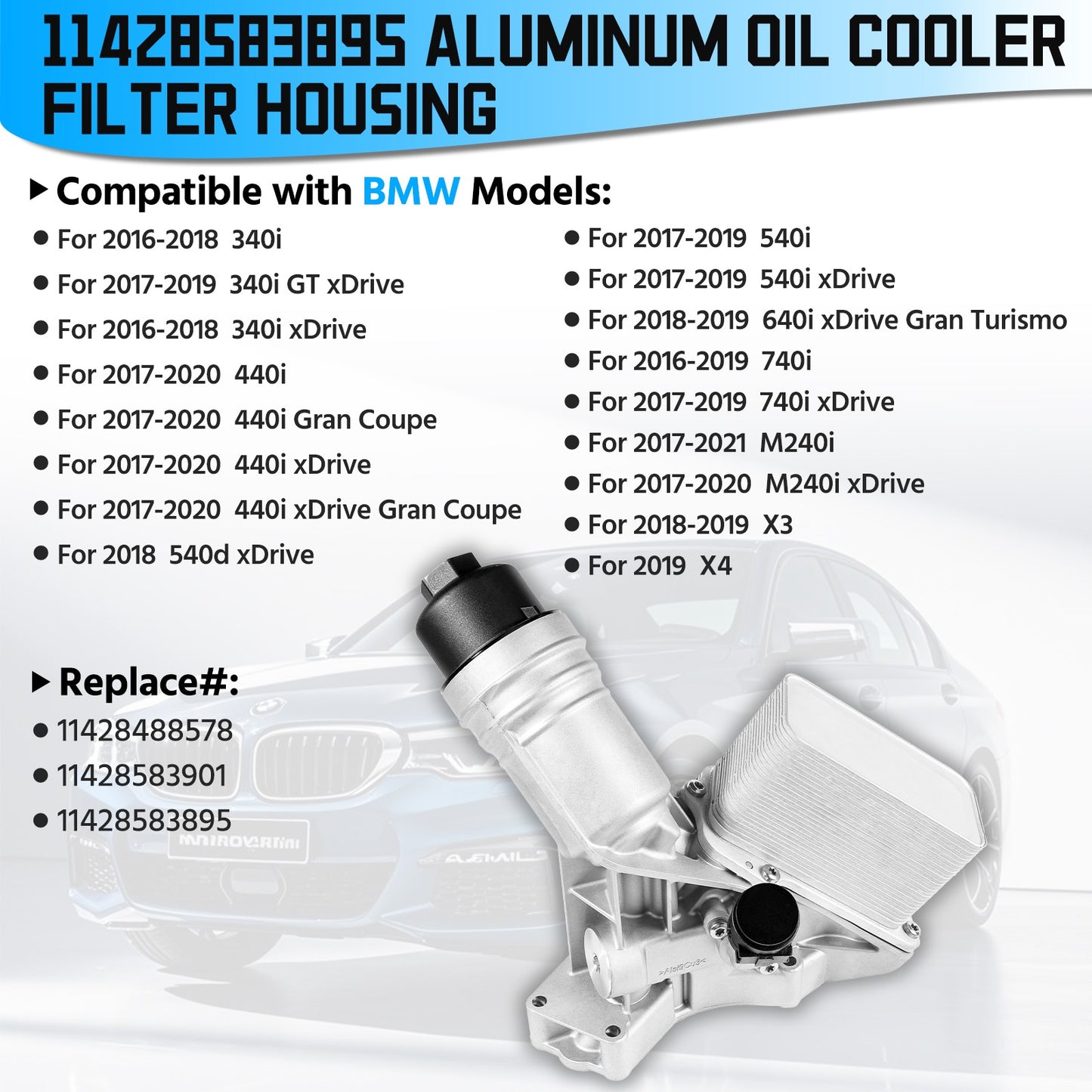 ya 5 8.7 Aluminum oil filter assembly Engine Oil Cooler Housing for BMW 340i 440i 540d