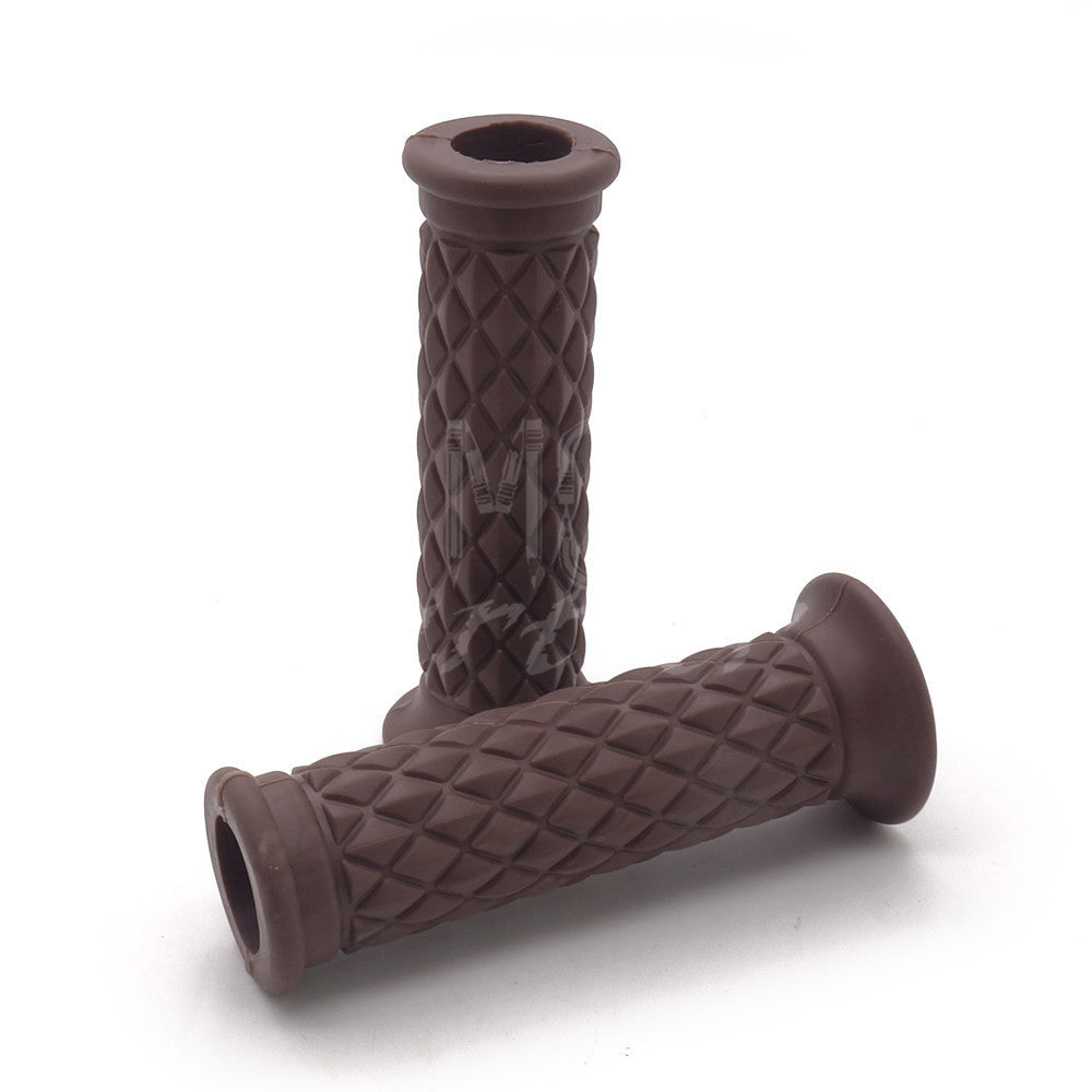 ya 5 8.7 7/8'' 22mm Retro Rubber Handlebar Hand Grip For Cafe Racer Bobber Custom Moto