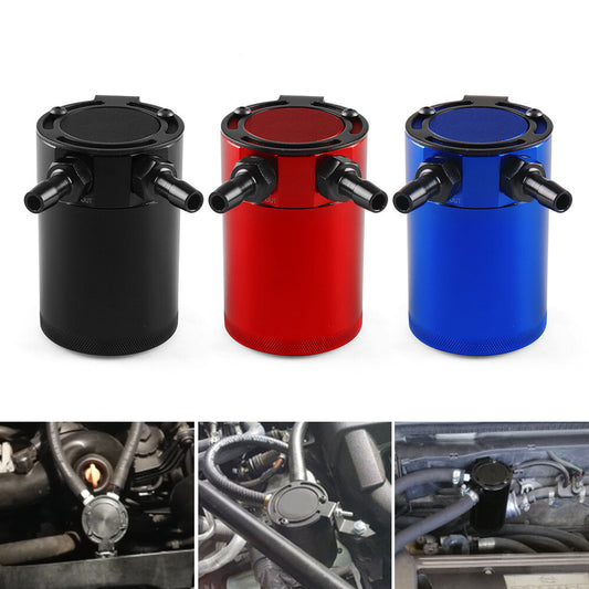ya 1 8.5.1 Universal Oil Catch Can Baffled 2 Port Oil Catch Tank Kit Air Oil Separator 