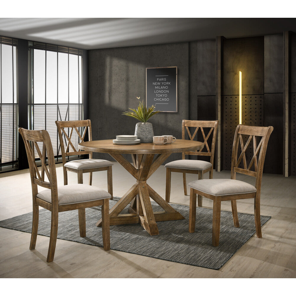 ya 28 5-Piece Dining Set Buck Wood Table + 4 Chairs, Modern Design for Kitchen