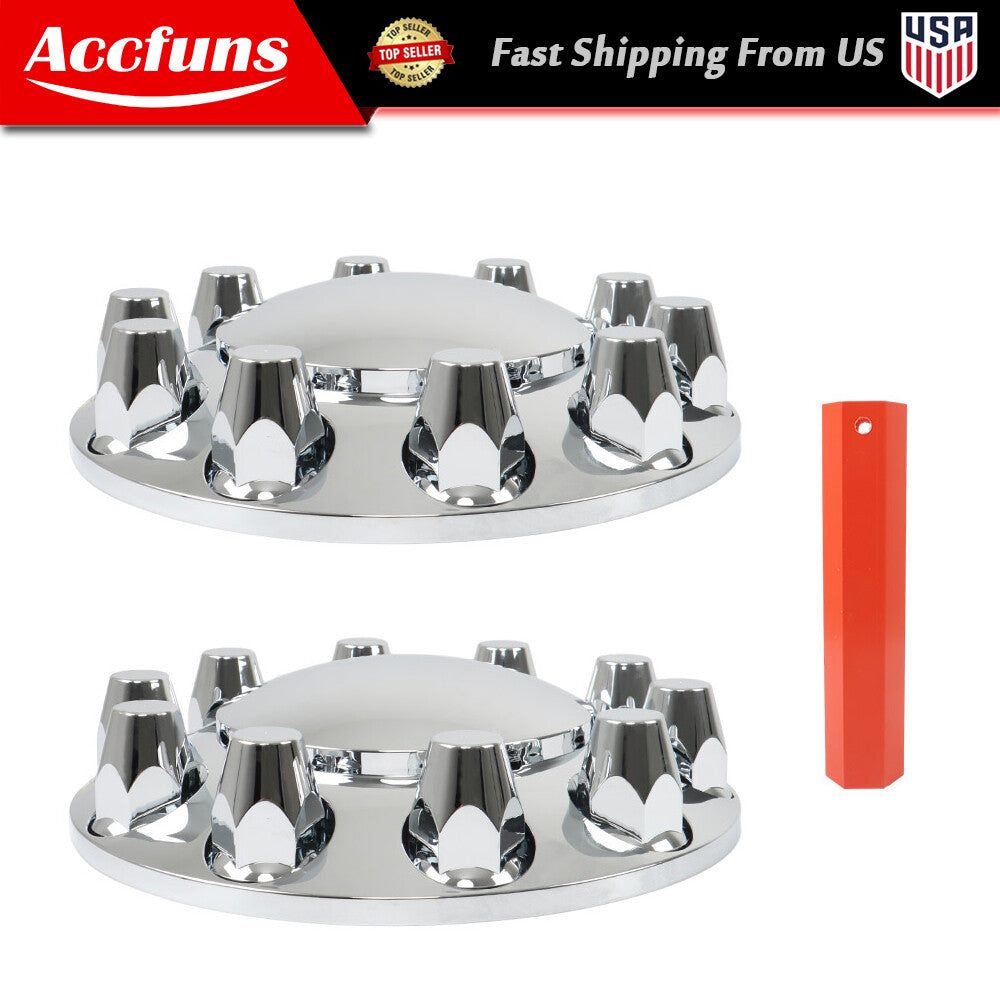 ya 1 7.4 Wheel axle hub cap kit semi truck wheel front 33mm nut cap set 2 pieces chrome alloy