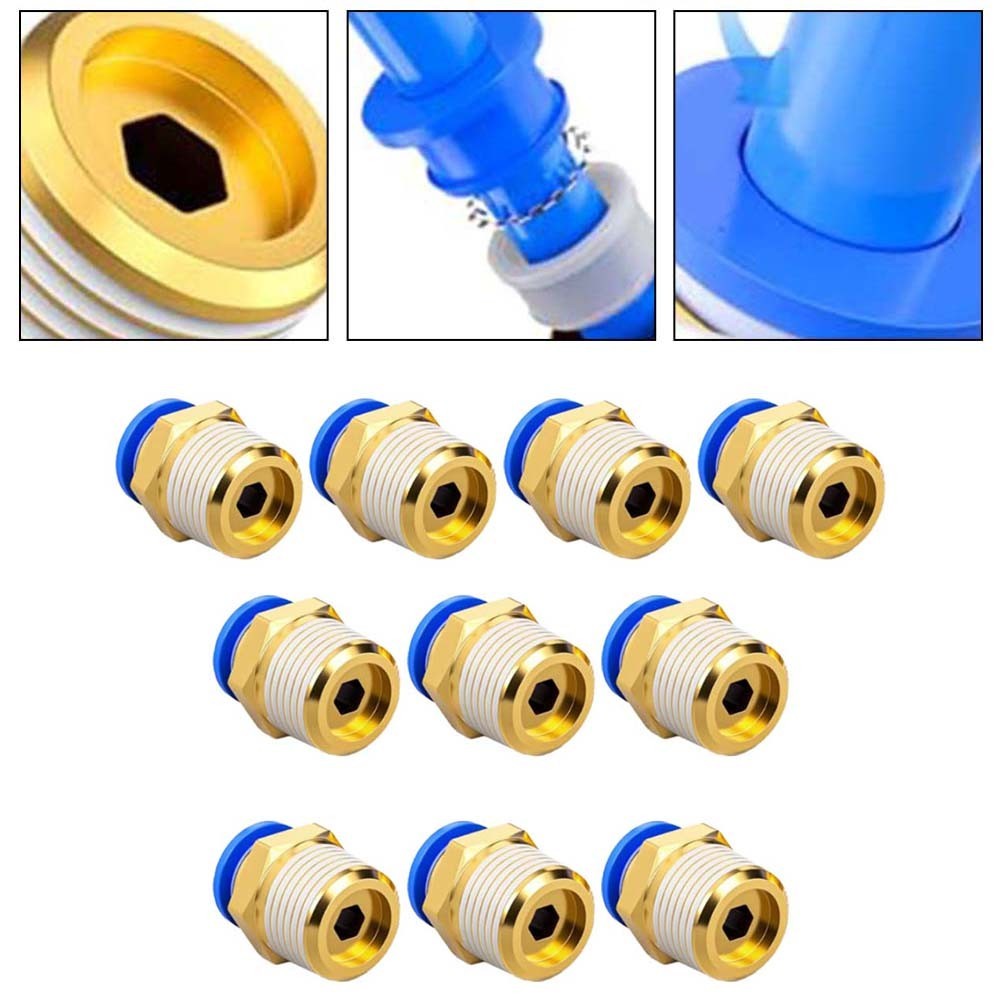 ya 14 Reliable and High Pressure Blue Straight Push to Connect Fitting 10PCS Set