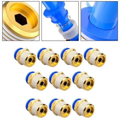 ya 14 Reliable and High Pressure Blue Straight Push to Connect Fitting 10PCS Set