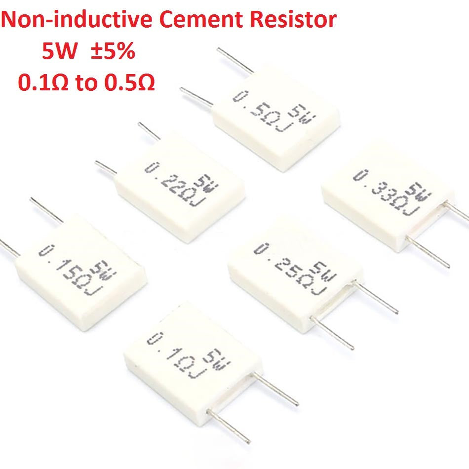 5W Non-inductive Cement Resistor ©I5% 0.1 Ohm 0.15 0.22 0.25 Ohm 0.33 Ohm 0.5 Ohm