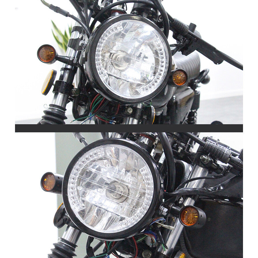 ya 11 10.28 6.5'' Universal LED Motorcycle Headlight + Bracket for Harley Cafe Racer Bo
