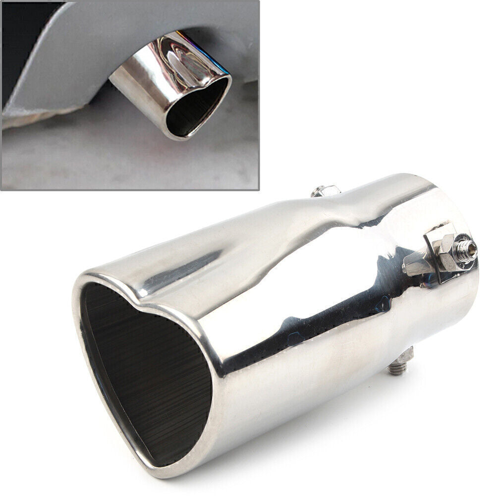 ya 4 6.17.2 Heart Shaped Car Stainless Steel Chrome Rear Pipe Tail Muffler Tip