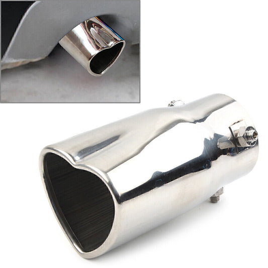 ya 4 6.17.2 Heart Shaped Car Stainless Steel Chrome Rear Pipe Tail Muffler Tip