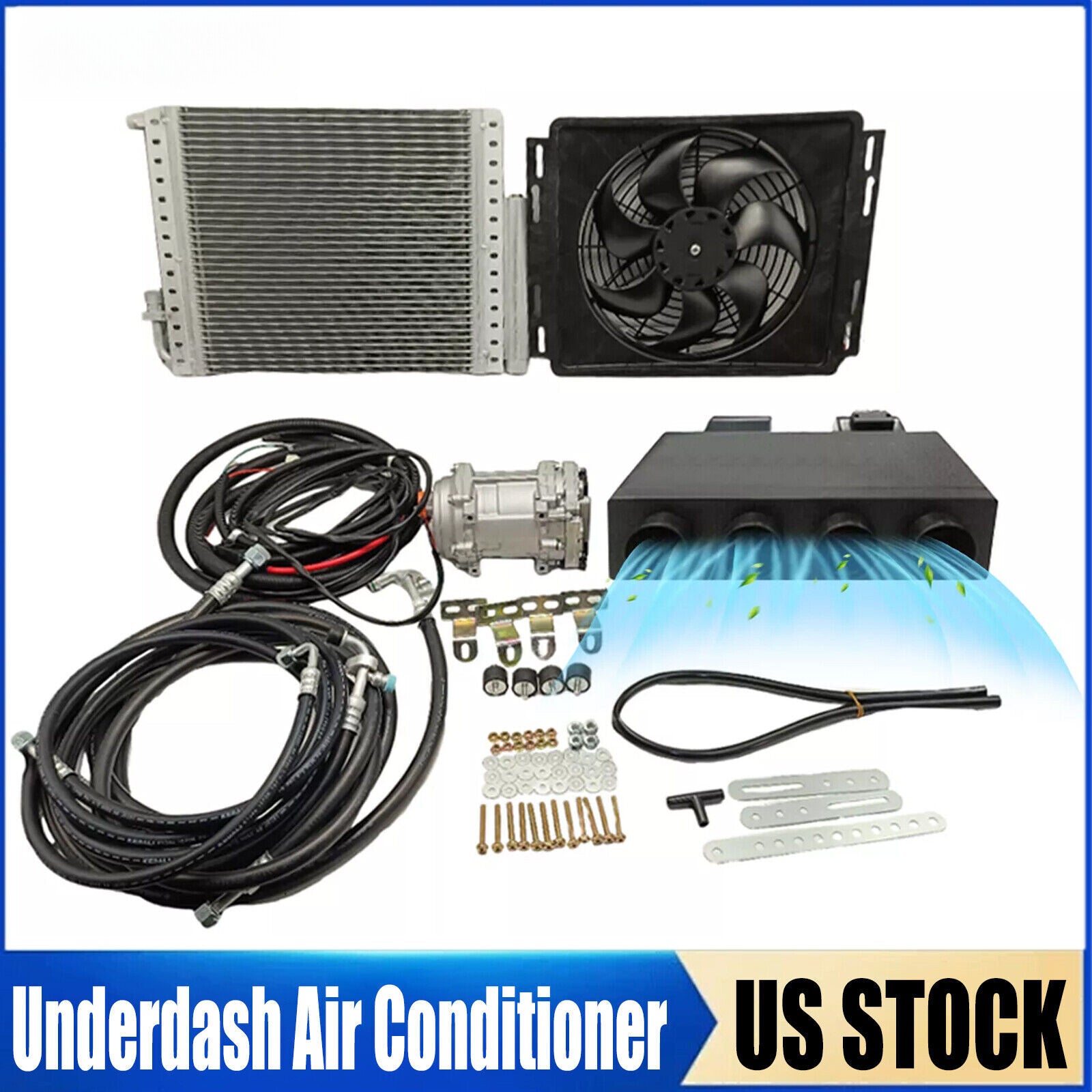 ya 7 6.11 12V Universal Electric Underdash Air Conditioner A/C Kit Auto Car DC For Van RV