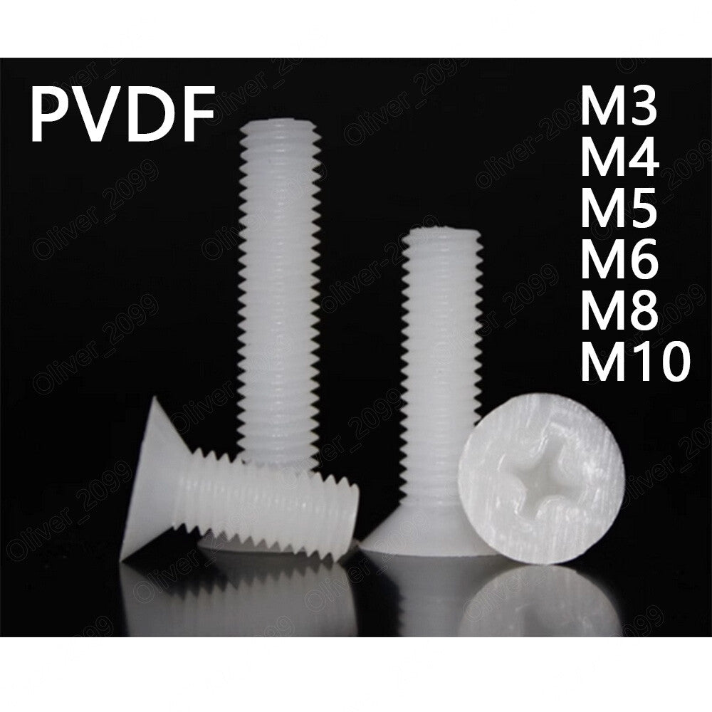 PVDF Plastic Phillips Countersunk Flat Head Machine Screws M3/M4/M5/M6/M8/M10
