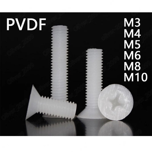 PVDF Plastic Phillips Countersunk Flat Head Machine Screws M3/M4/M5/M6/M8/M10