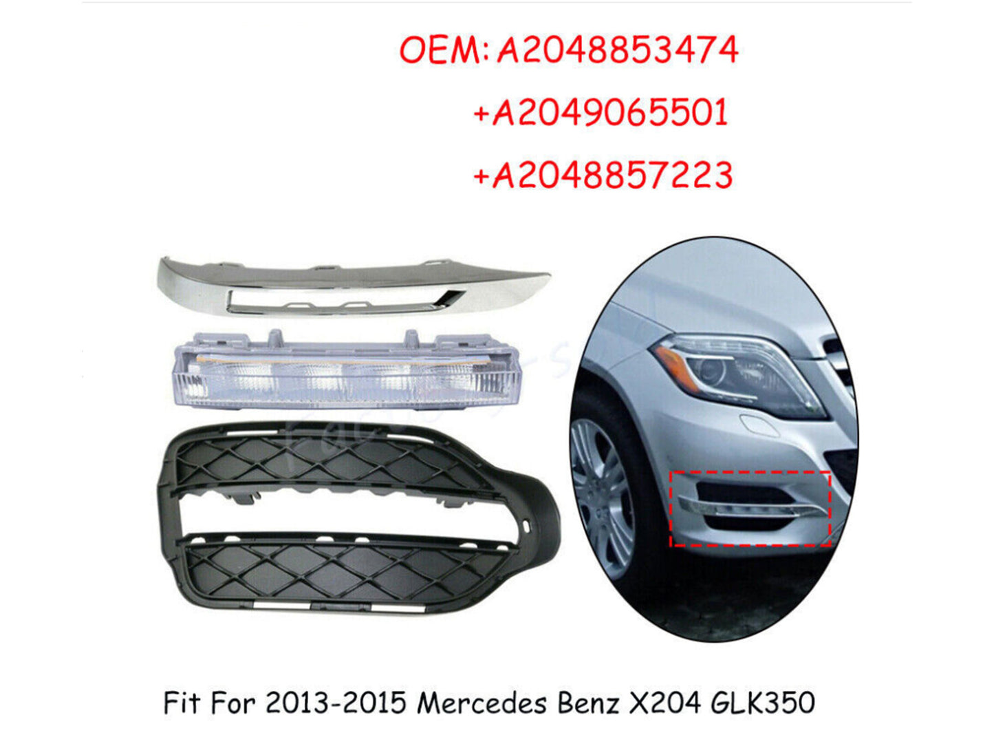 ya 1 8.5.1 3-piece right front fog driving light assembly suitable for X204 GLK350 2013-2015