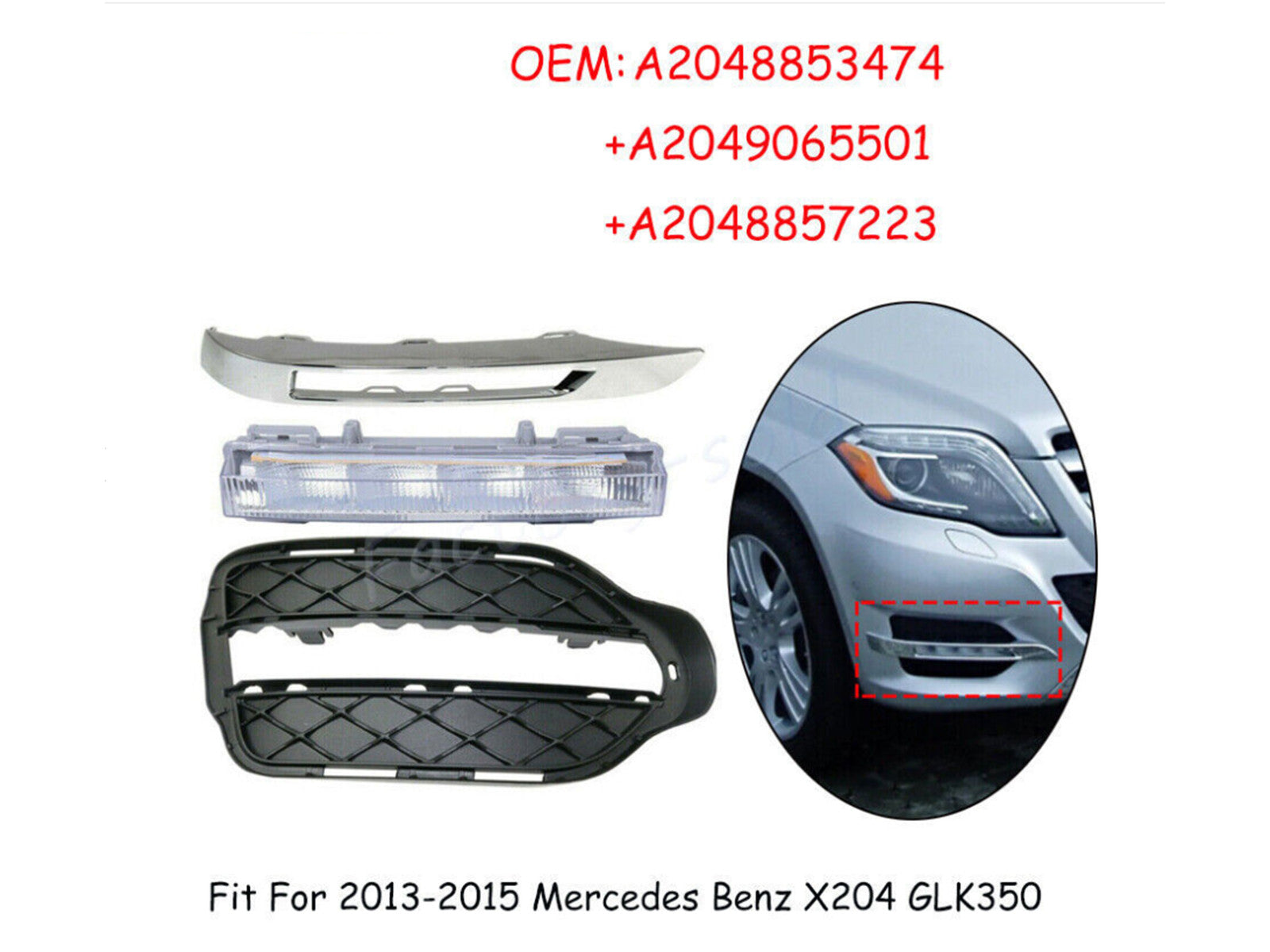 ya 1 8.5.1 3-piece right front fog driving light assembly suitable for X204 GLK350 2013-2015