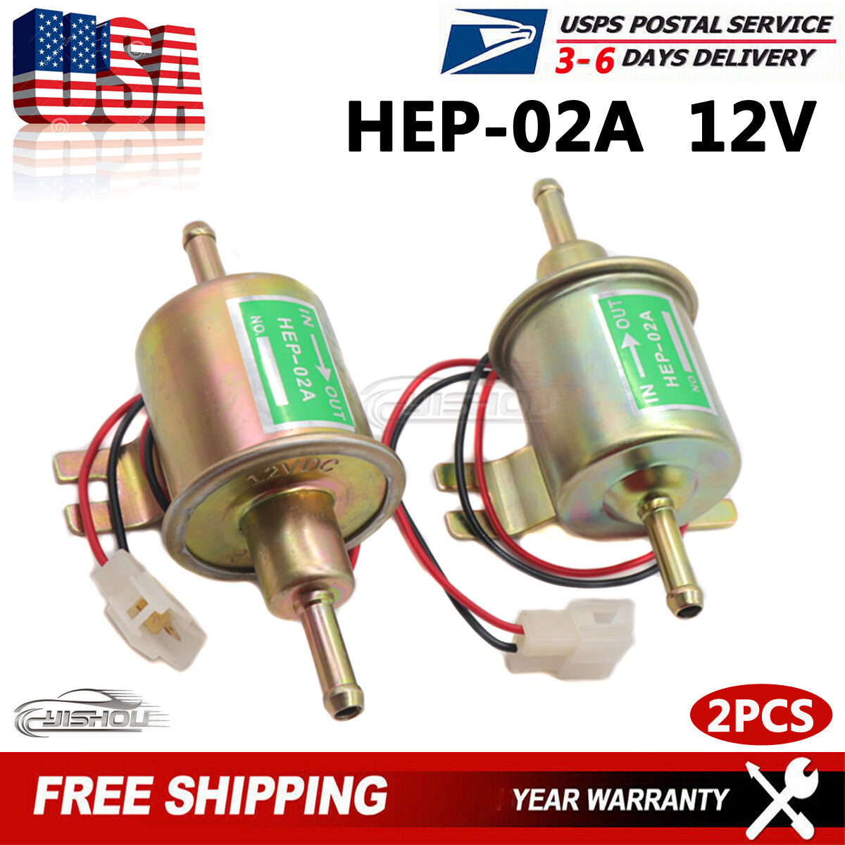 ya 27 7.2 2 Packs Electric Fuel Pump HEP-02A 12V Universal Inline Low Pressure Gas Diesel