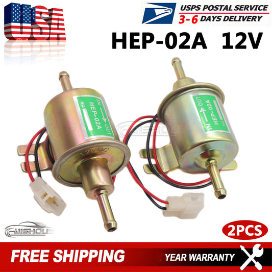 ya 27 7.2 2 Packs Electric Fuel Pump HEP-02A 12V Universal Inline Low Pressure Gas Diesel