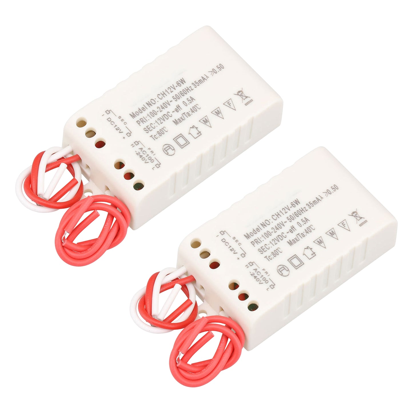 ya 14 2Pieces LED Power Supply Tools 12V 6W DC Output Electronic Transformer w/ Cord
