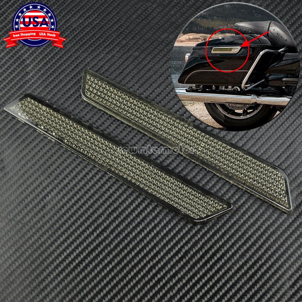 ya 12 5.21 Smoke Saddlebag Guard Latch Reflectors Cover for Harley Electra Road Glide 14-23