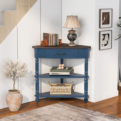 ya 15 10.20 Small Triangle Corner Table 33.8'' , Wood Corner Side Table Solid Wood Legs