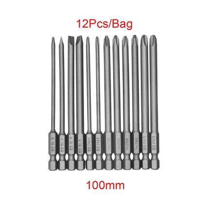 ya 26 12pcs/set Alloy Steel Slotted Screwdriver Drill Bits for He