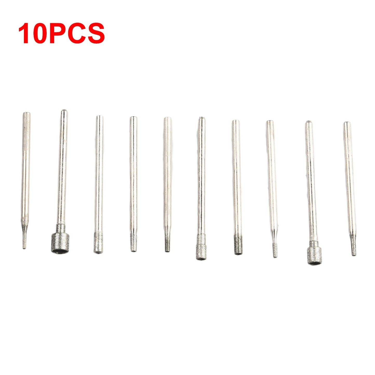 ya 25 10Pcs Set 0.8-5mm 2.35mm Shank Diamond Burr Core Bits Grinding Head Rotary-Tool