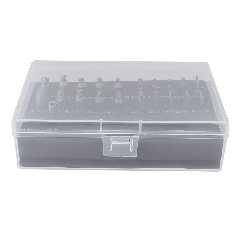 ya 25 22Pcs Stripped Screw Extractor Drill Bit Set Damaged Broken Screw Removal