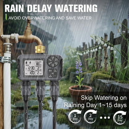 ya 14 Automatic Plant Watering Device Double Hose Timer Large Display For Outdoor