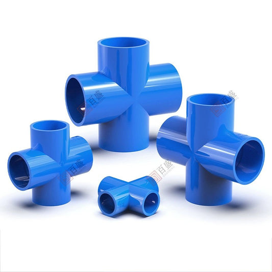Blue PVC Cross Fitting 20/25/32/40/50/63/75/90/110mm for Water Supply Pipes