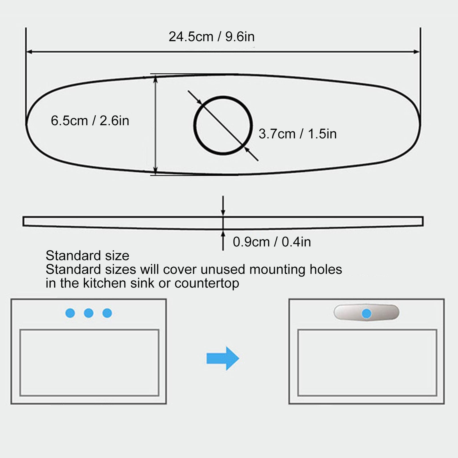 ya 14 Sink Faucet Hole Cover Deck Plate Brushed 304 Stainless Steel Fishplate