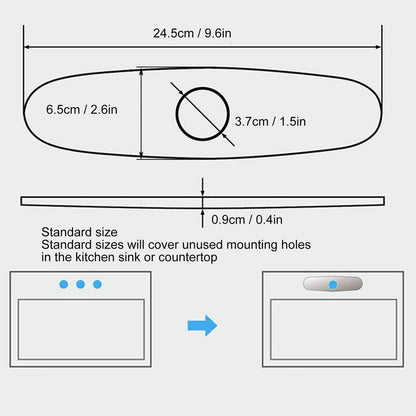 ya 14 Sink Faucet Hole Cover Deck Plate Brushed 304 Stainless Steel Fishplate