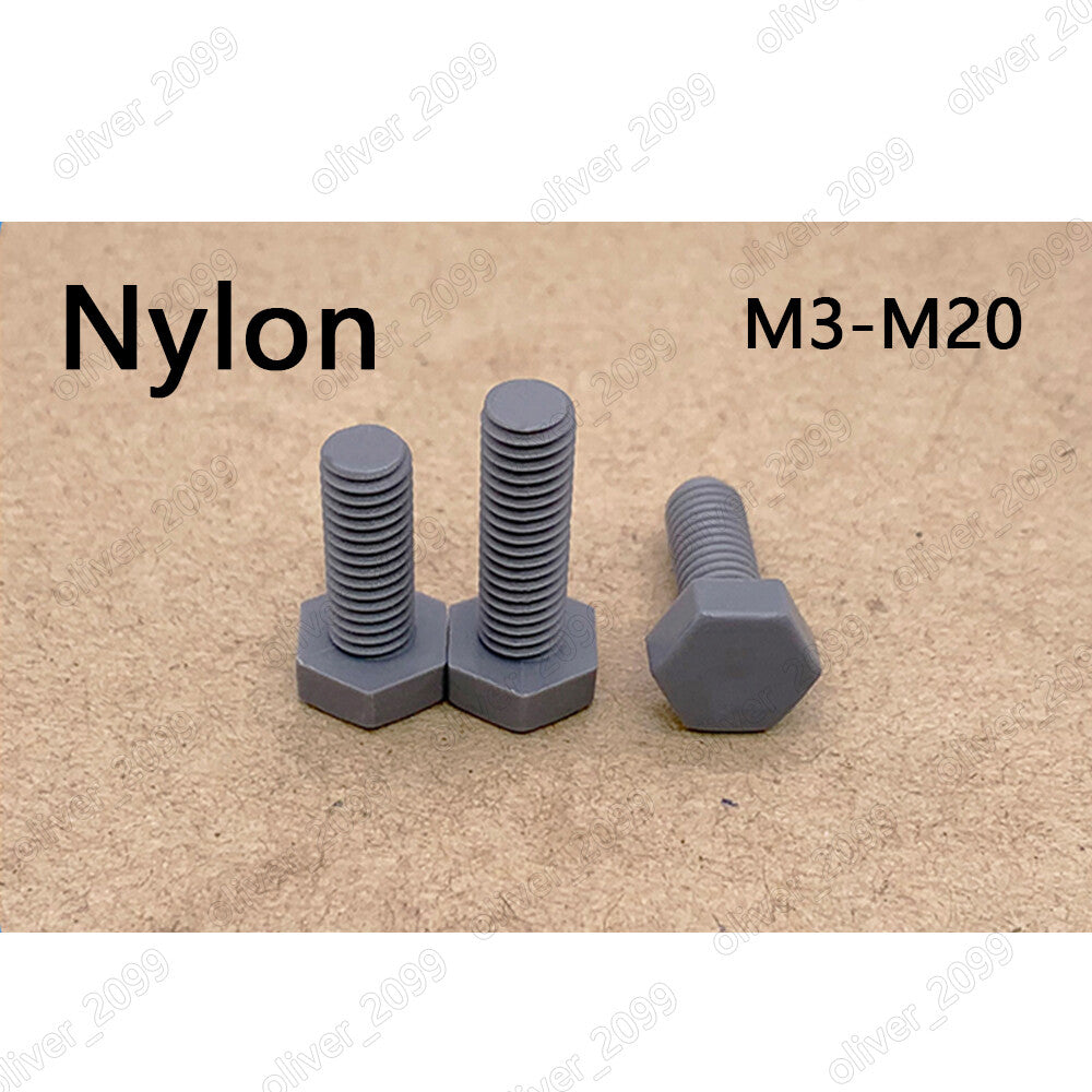 M3-M20 Gray Plastic Nylon Hexagon Bolts Hex Head Cap Screws DIN933