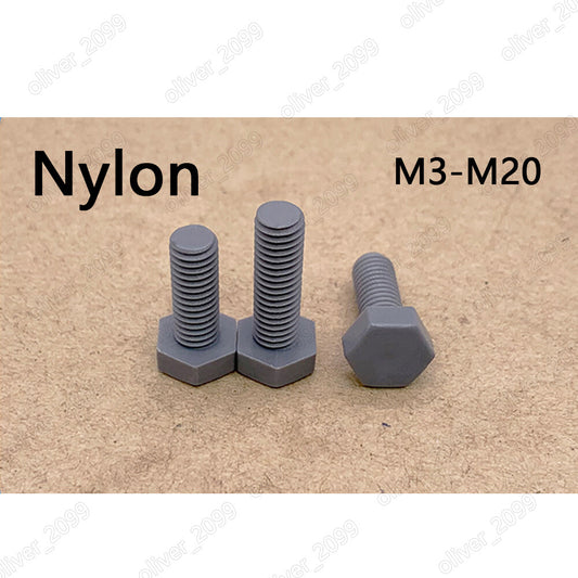M3-M20 Gray Plastic Nylon Hexagon Bolts Hex Head Cap Screws DIN933