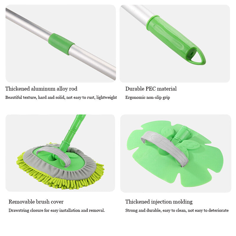 ya 5 8.7 Microfiber Car Wash Brush Mop Kit with Stretchable Long Handle Car Cleaning Green
