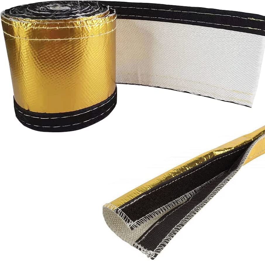 ya 5 8.7 Heat Shroud Sleeve Golden Sleving Hook&Loop Closure 3/4 IDx10ft Titanium Packaging