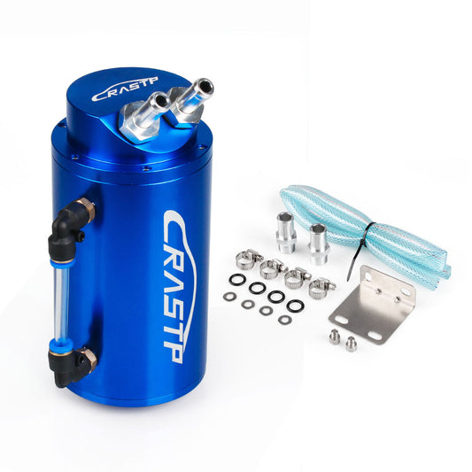 ya 27 6.21 Aluminum Blue Round Car Engine Oil Catch Tank Can Reservoir Breather Kit
