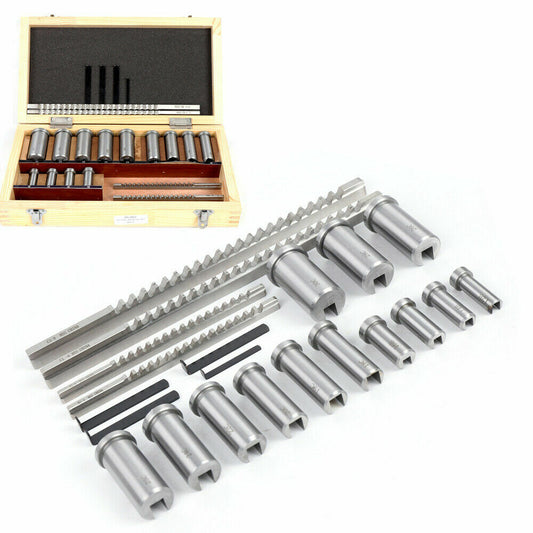 22pcs Keyway Broach Bushing Shim Set Metric System 12-30 HSS Keyway Tool CNC T