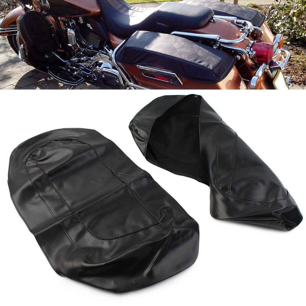 ya 11 6.5 Leather Saddlebag Speaker Lid Cover for Harley Road Street Electra Glide 1997-13