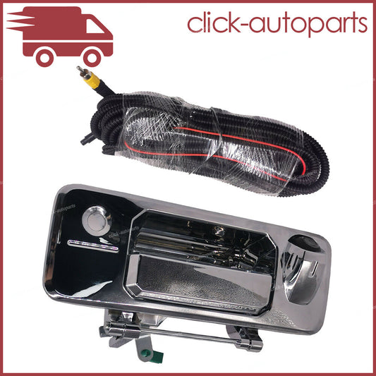 ya 9 6.5 Chrome Tailgate Handle w/Wire & Backup Camera for Toyota Tacoma Tundra 2016-2021