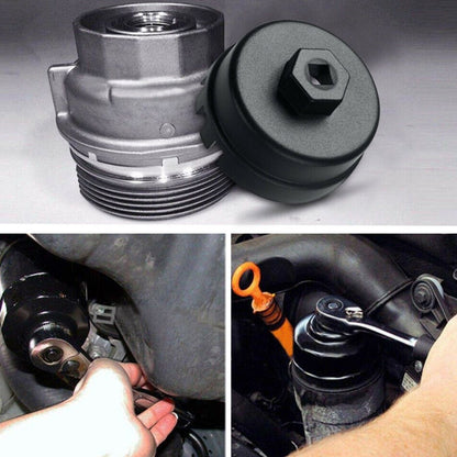 ya 5 8.7 Professional Aluminum Alloy Oil Filter Wrench Oil Filter Housings (Black)