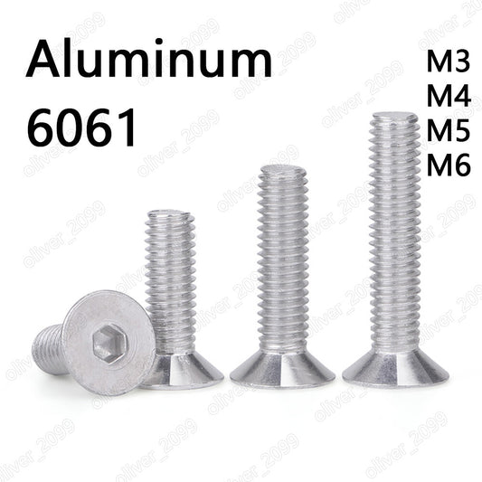 Aluminum Alloy 6061 Hex Socket Countersunk Flat Head Screws M3 M4 M5 M6