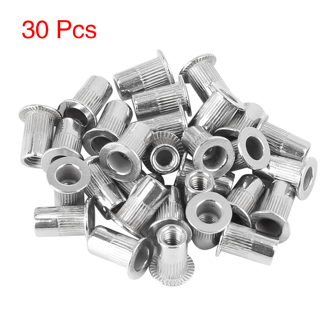 ya 2 7.15 30 Pcs M4 Silver Tone Stainless Steel Car Flat Head Rivet Nut Threaded Insert