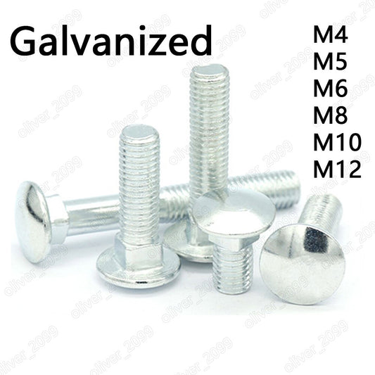 Galvanized Steel Cup Head Square Neck Bolts Screws M4 M5 M6 M8 M10 M12