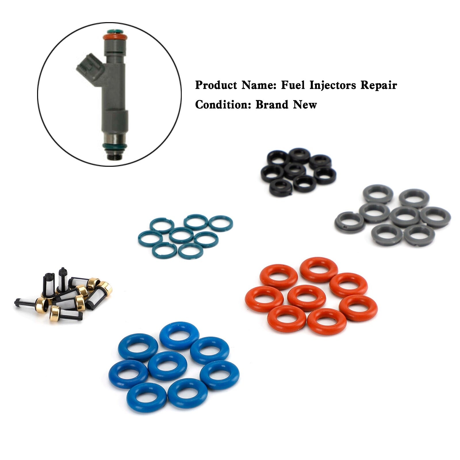 ya 1 8.5.4 8PCS Fuel Injectors Repair Seal Kit Filter Cap FJ1073 for Volvo S80 XC90 4.4L